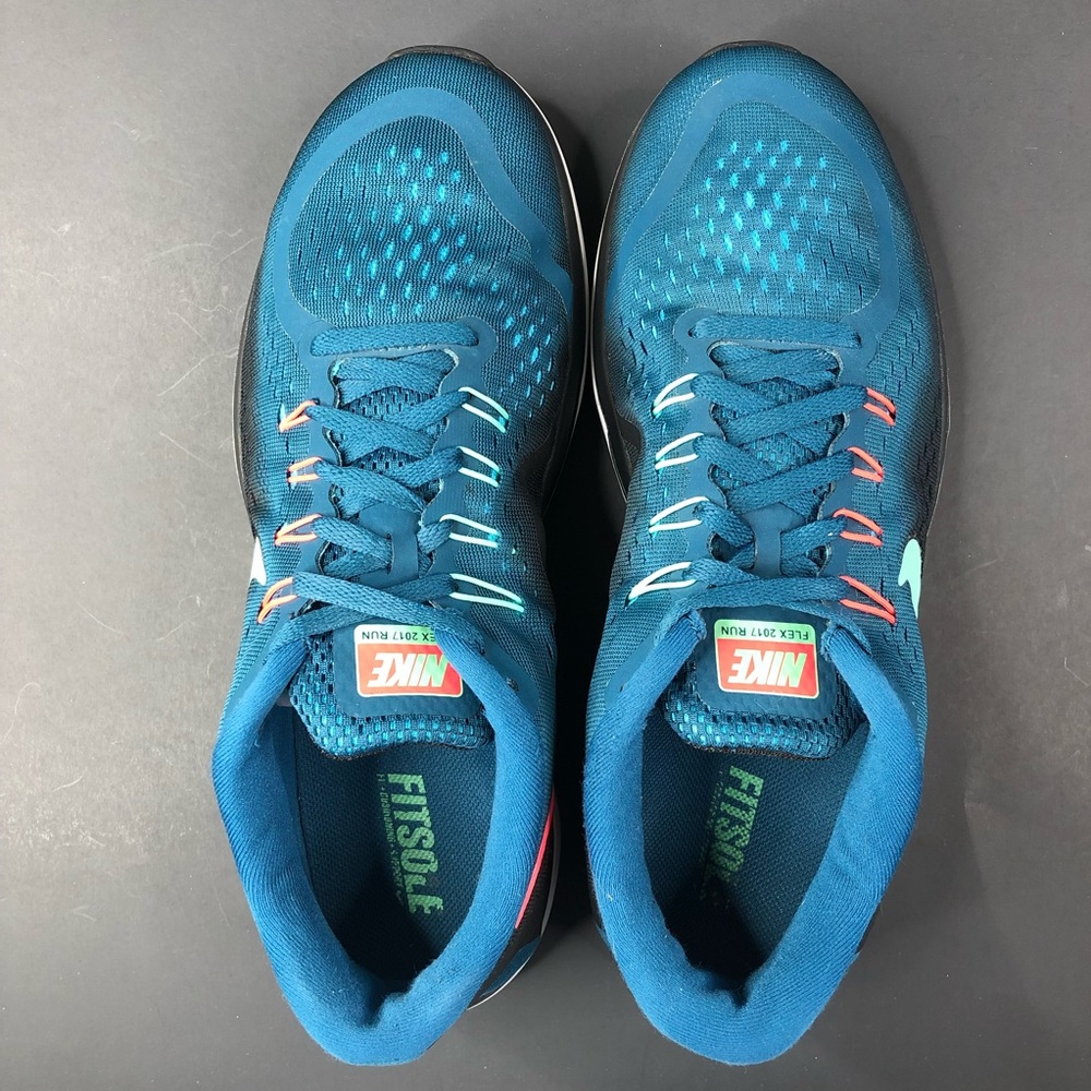 Nike Flex 2017 RN Navy Blue Teal Trail Running Shoes Women's 898476-401 Size 11